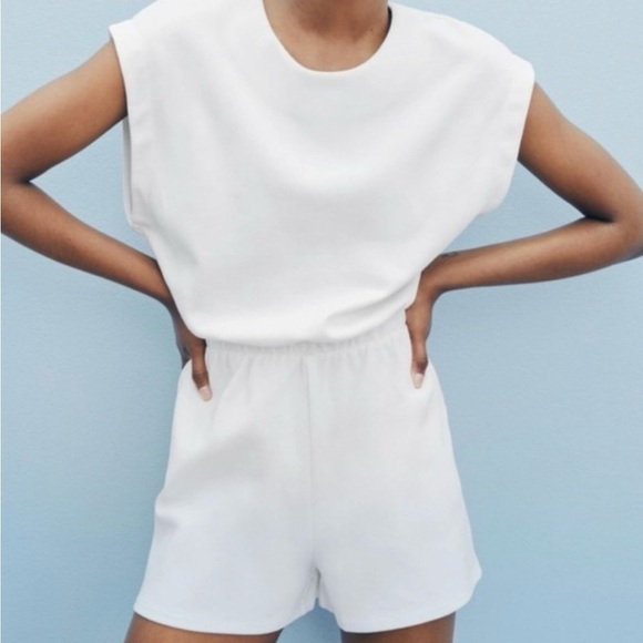 Zara White Cotten Blend Romper, M - Picture 14 of 15
